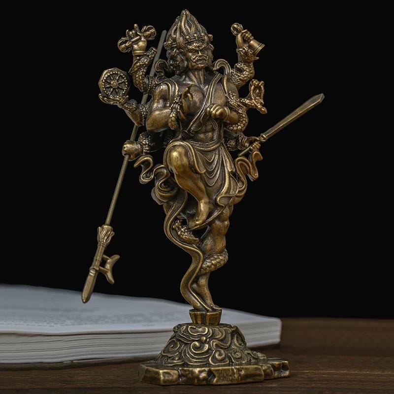 Handheld Vajra Pestle Pure Brass Statue, Buddhist Ritual Item, Zen Home Decor, Altar Supply, Meditation Tool, Desktop Sculpture