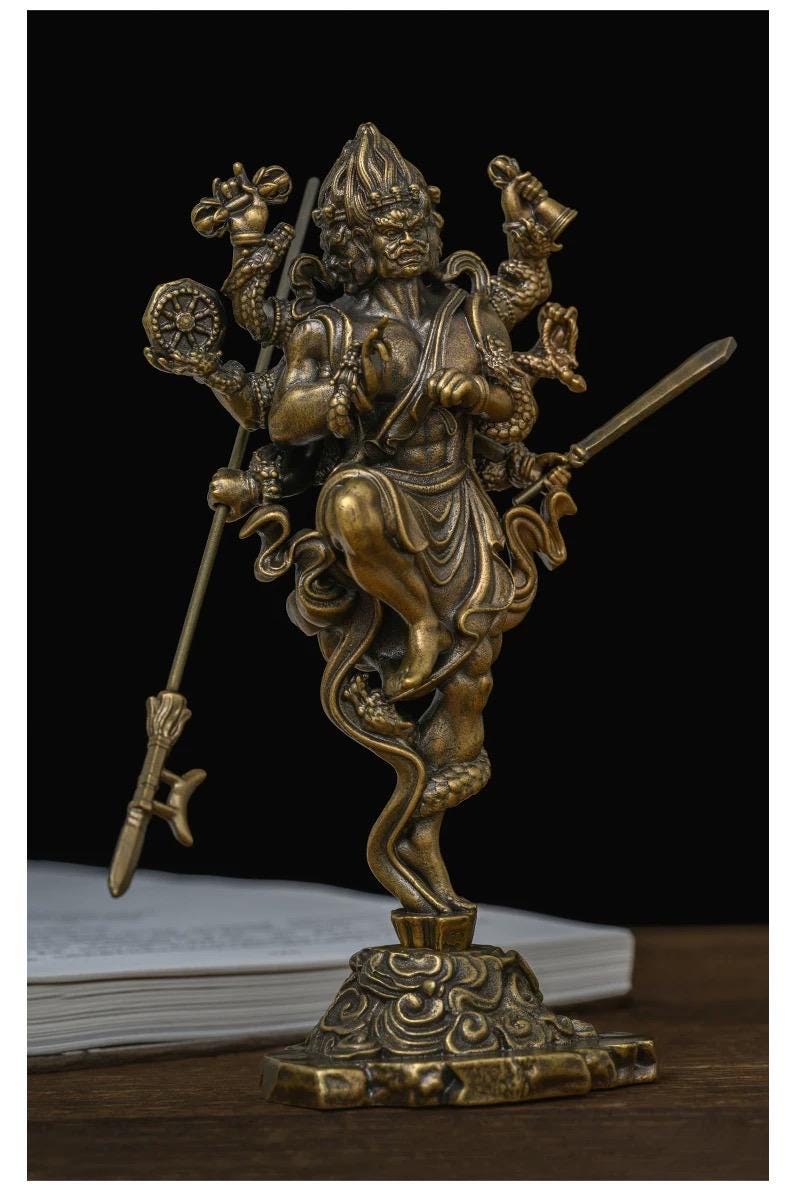 Handheld Vajra Pestle Pure Brass Statue, Buddhist Ritual Item, Zen Home Decor, Altar Supply, Meditation Tool, Desktop Sculpture