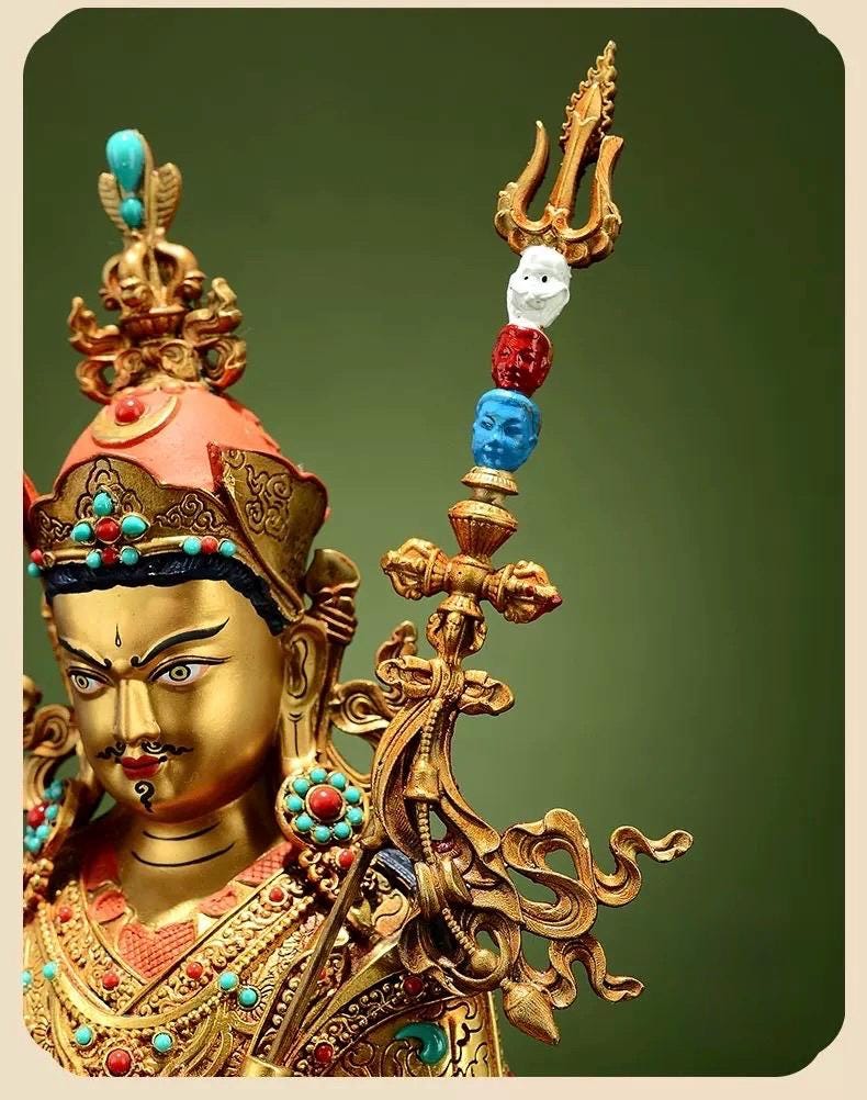 Handmade Tibetan Padmasambhava Statue – Full Gold-Plated Copper Guru Rinpoche