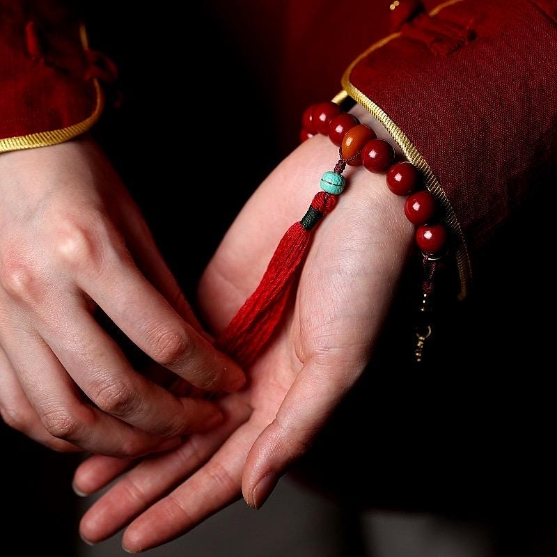 Handmade Natural Cinnabar Bracelet with Beeswax and Turquoise, Original Purple Cinnabar Beads, Bohemian Ethnic Jewelry Gift for Her