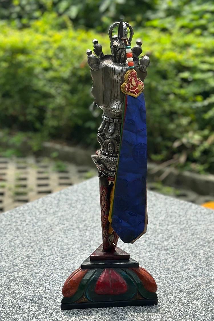 Handcrafted Nepalese Phurba Dagger Statue with Base | Vintage Aged Finish