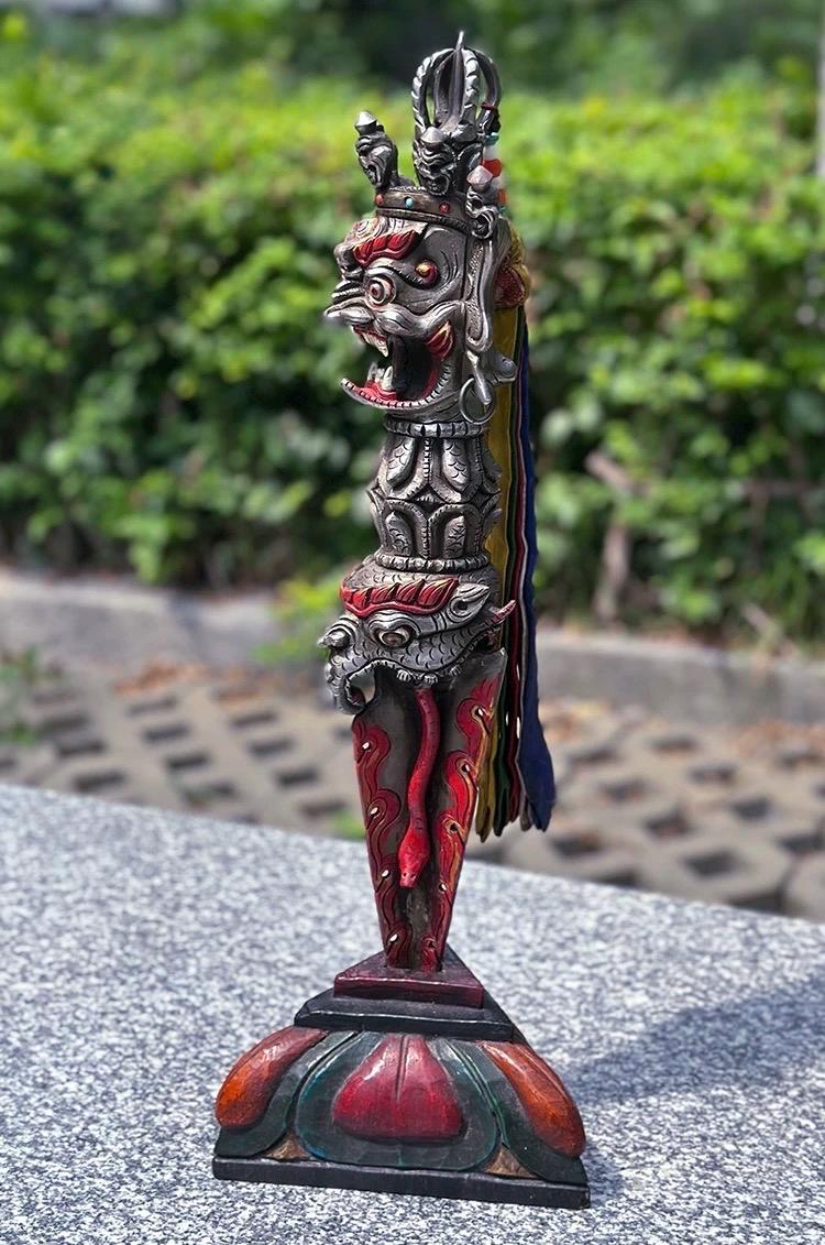 Handcrafted Nepalese Phurba Dagger Statue with Base | Vintage Aged Finish