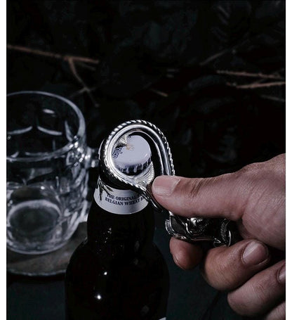 Deep Sea Viper Fish Bottle Opener Keychain, Unique Stainless Steel Carabiner Hook, Creative EDC Tool for Men, Masculine Gift Idea