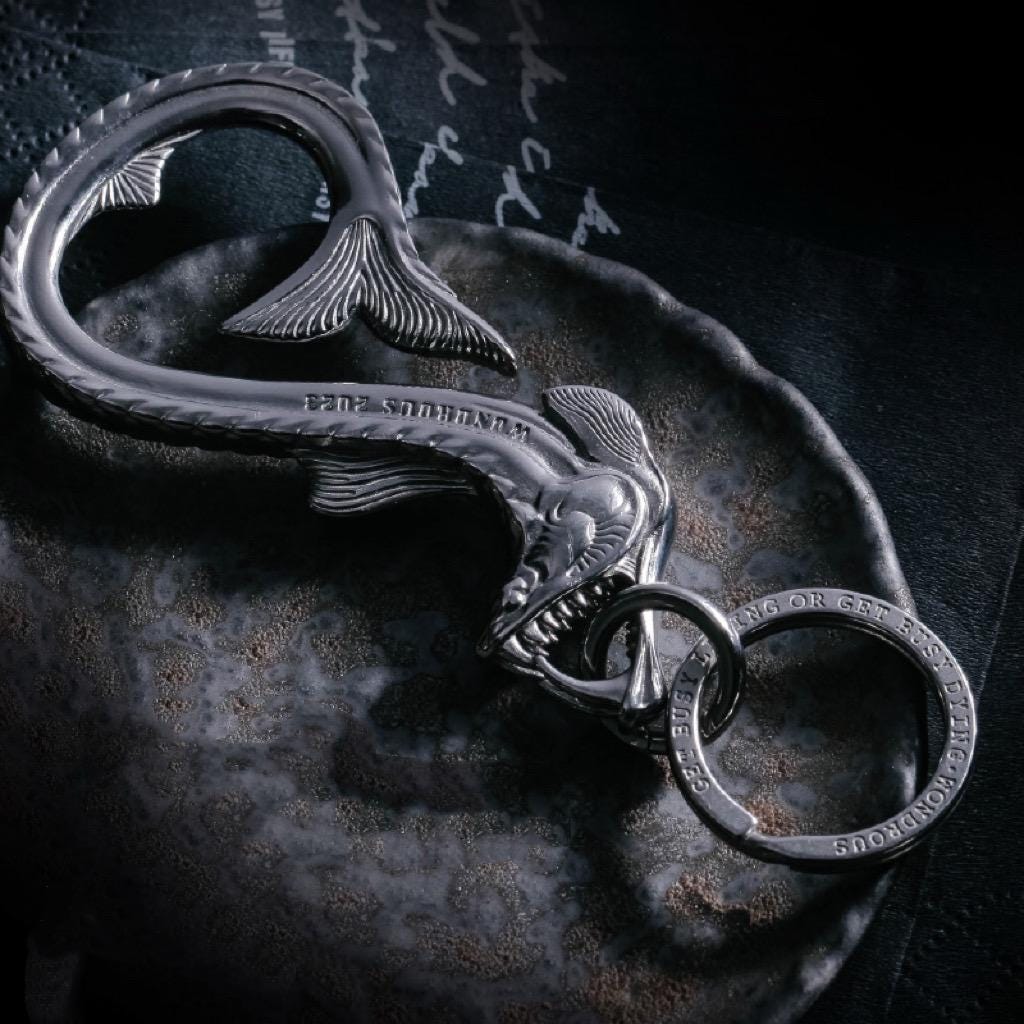 Deep Sea Viper Fish Bottle Opener Keychain, Unique Stainless Steel Carabiner Hook, Creative EDC Tool for Men, Masculine Gift Idea