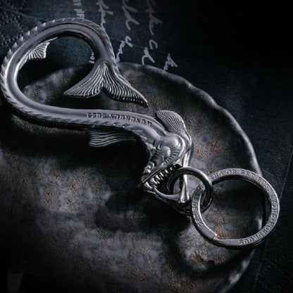 Deep Sea Viper Fish Bottle Opener Keychain, Unique Stainless Steel Carabiner Hook, Creative EDC Tool for Men, Masculine Gift Idea