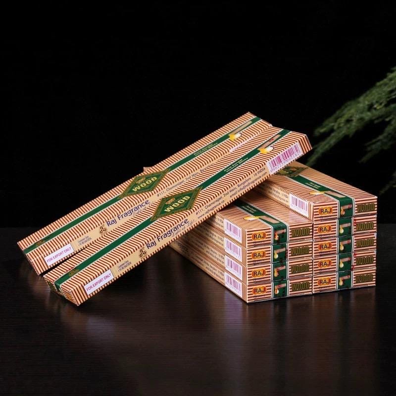 RAJ Golden Wood Sandalwood Incense 9” Hand Rolled Incense from India