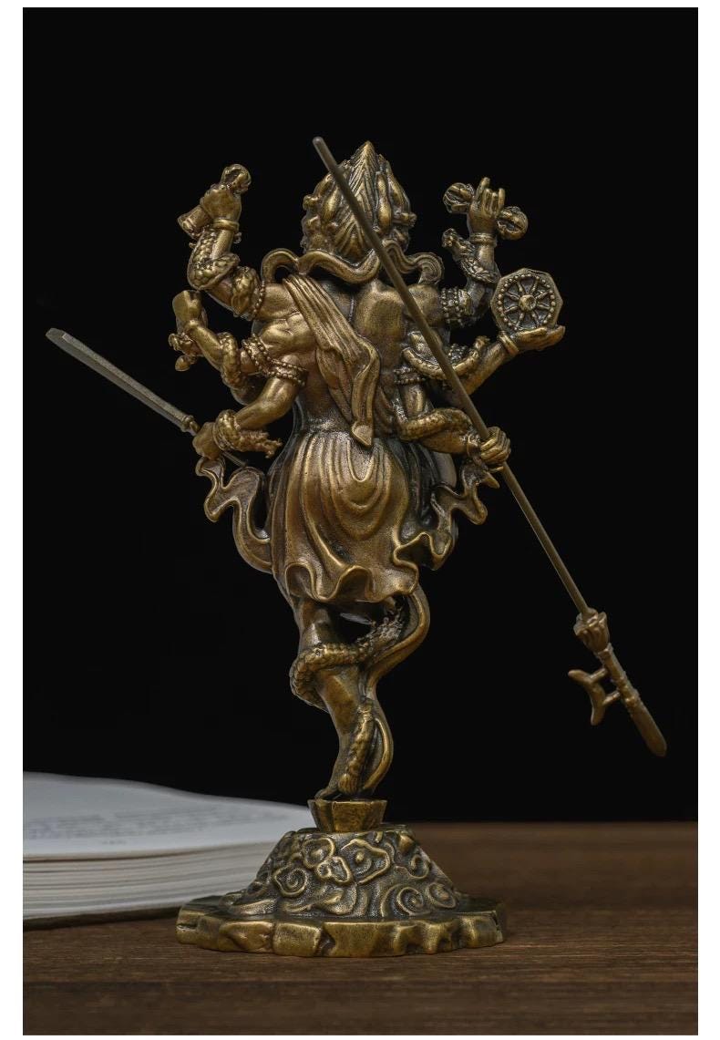 Handheld Vajra Pestle Pure Brass Statue, Buddhist Ritual Item, Zen Home Decor, Altar Supply, Meditation Tool, Desktop Sculpture