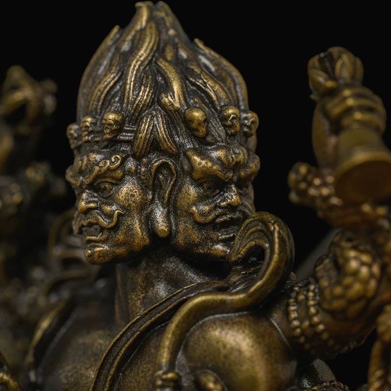 Handheld Vajra Pestle Pure Brass Statue, Buddhist Ritual Item, Zen Home Decor, Altar Supply, Meditation Tool, Desktop Sculpture