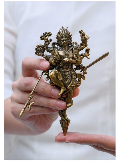 Handheld Vajra Pestle Pure Brass Statue, Buddhist Ritual Item, Zen Home Decor, Altar Supply, Meditation Tool, Desktop Sculpture