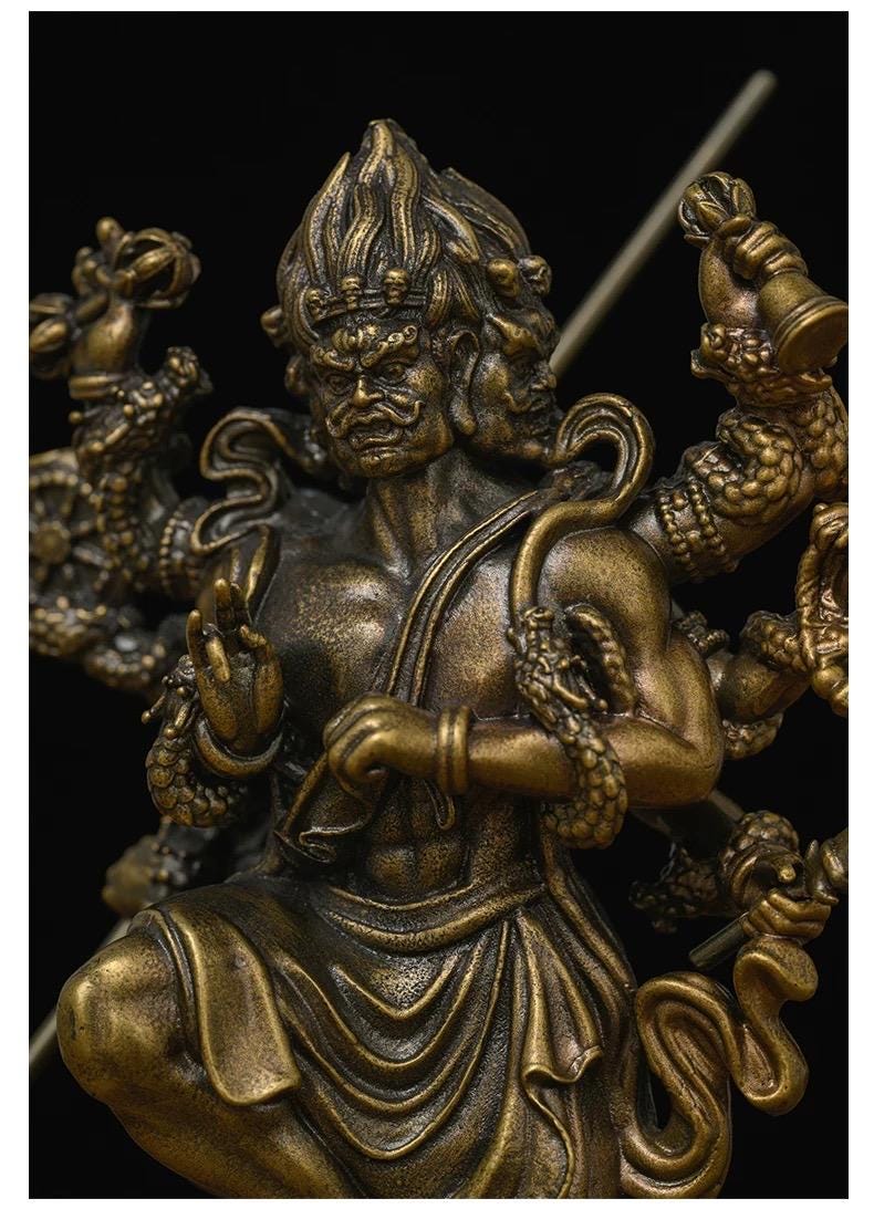 Handheld Vajra Pestle Pure Brass Statue, Buddhist Ritual Item, Zen Home Decor, Altar Supply, Meditation Tool, Desktop Sculpture