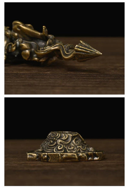 Handheld Vajra Pestle Pure Brass Statue, Buddhist Ritual Item, Zen Home Decor, Altar Supply, Meditation Tool, Desktop Sculpture