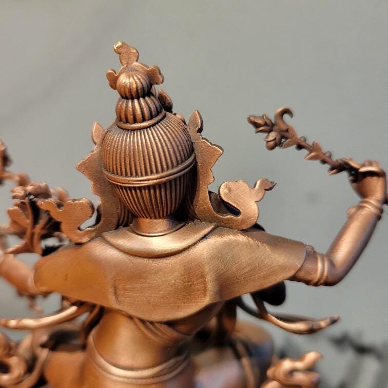 Kurukulle Red Tara Statue, Tibetan Buddhism Deity, 3 Inch 12cm Fine Copper Figurine, Altar Blessing, Handmade Buddhist Sculpture