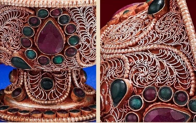 Handmade Silver Plated Copper Water Offering Bowl, 8cm Filigree Cup Inlaid with Gemstones, Tibetan Ritual Altar Supplies, Spiritual Gift