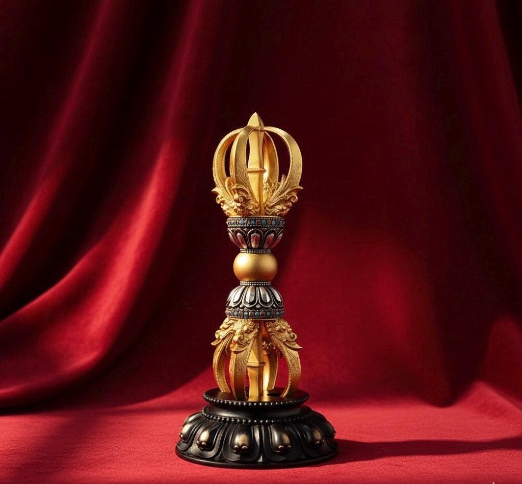 Tibetan Pure Brass 5-Prong & 9-Prong Vajra Dorje Handpiece, Buddhist Ritual Artifact, Handcrafted Spiritual Protection Decor
