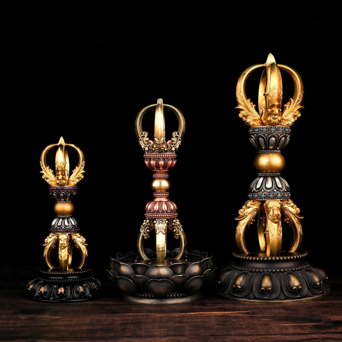 Tibetan Pure Brass 5-Prong & 9-Prong Vajra Dorje Handpiece, Buddhist Ritual Artifact, Handcrafted Spiritual Protection Decor