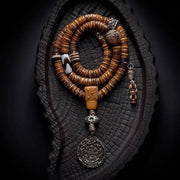 Antique Style Tibetan Yak Bone Mala Beads - 108 Prayer Beads Necklace - Hand-Carved Spirit Bone Rosary for Meditation-Zen Gift