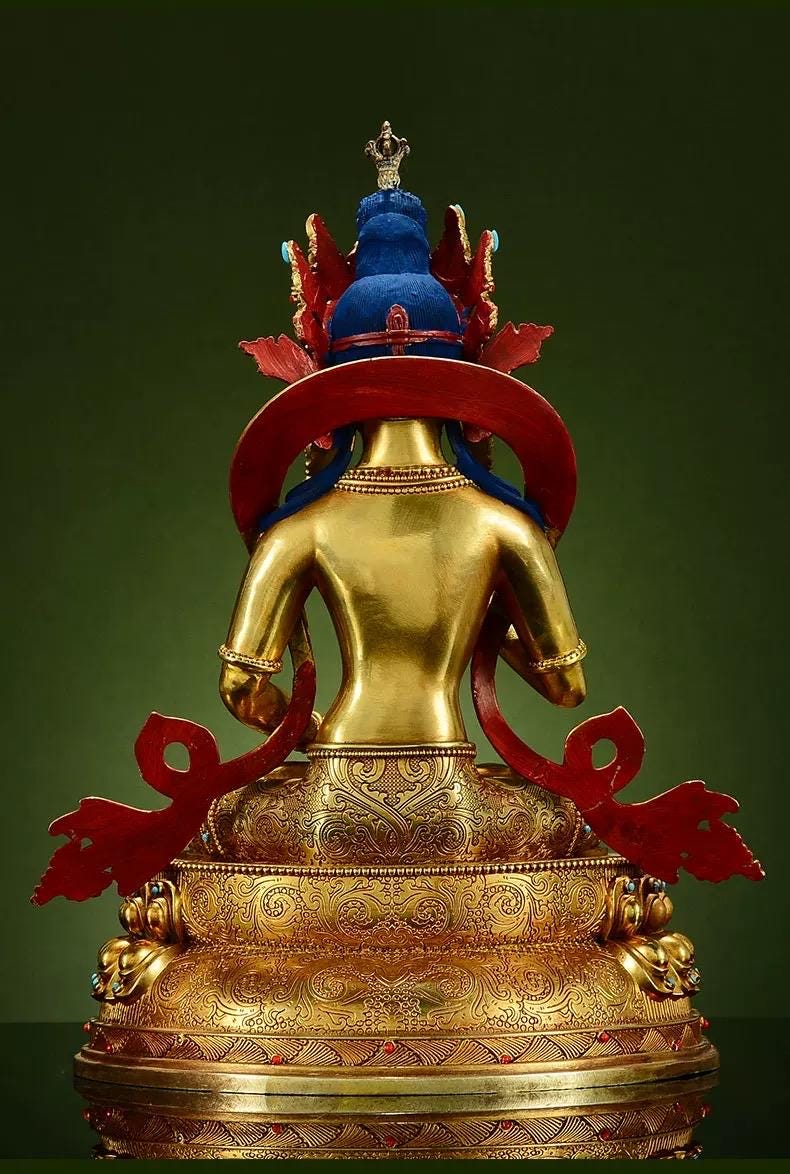 Gilded Vajrasattva Statue, 24K Gold Plated Copper Buddhist Deity, Exquisite Tibetan Buddha Figurine for Home Altar