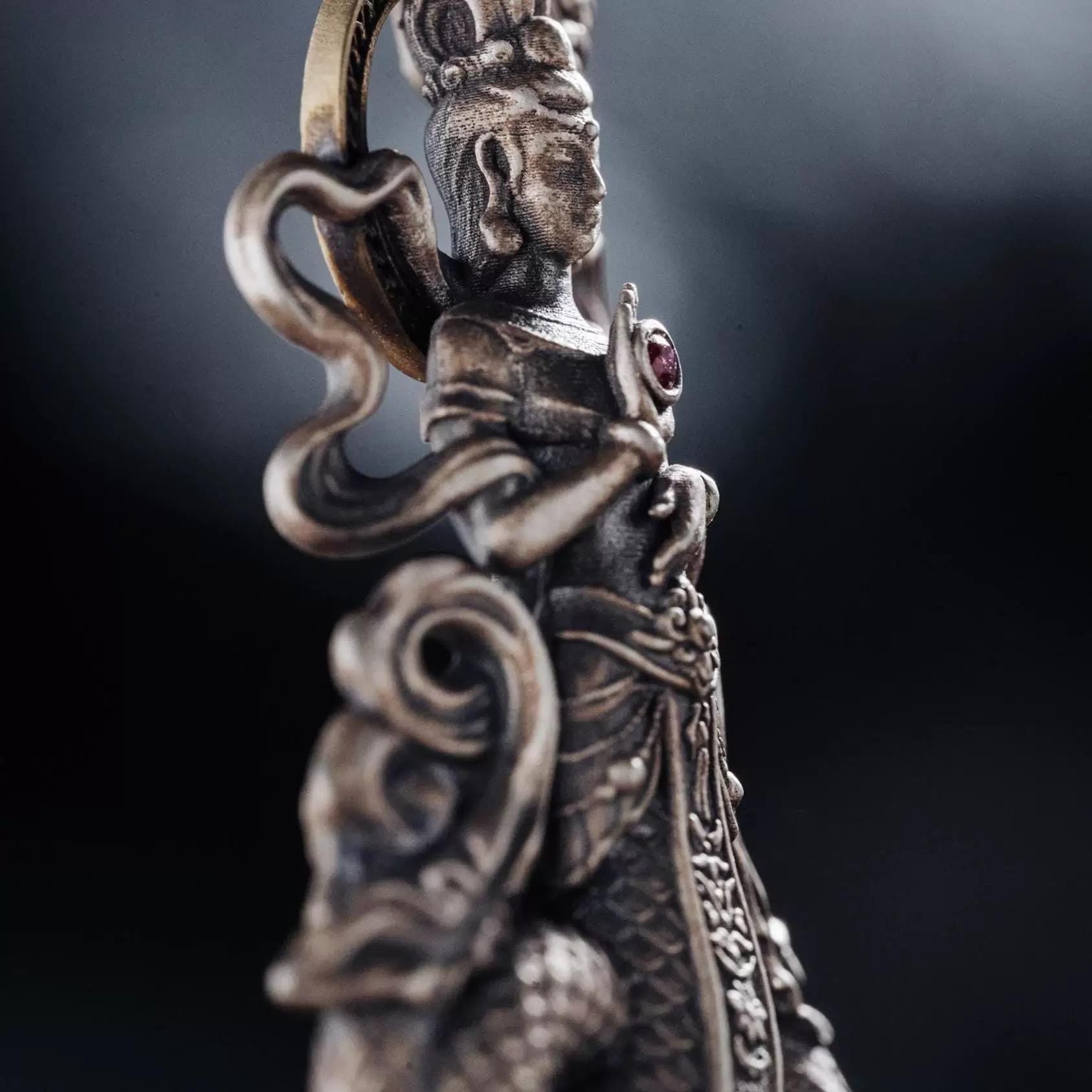 Original Nuwa Empress Pendant Necklace, S925 Sterling Silver Chinese Goddess Jewelry, Mythological Art Charm