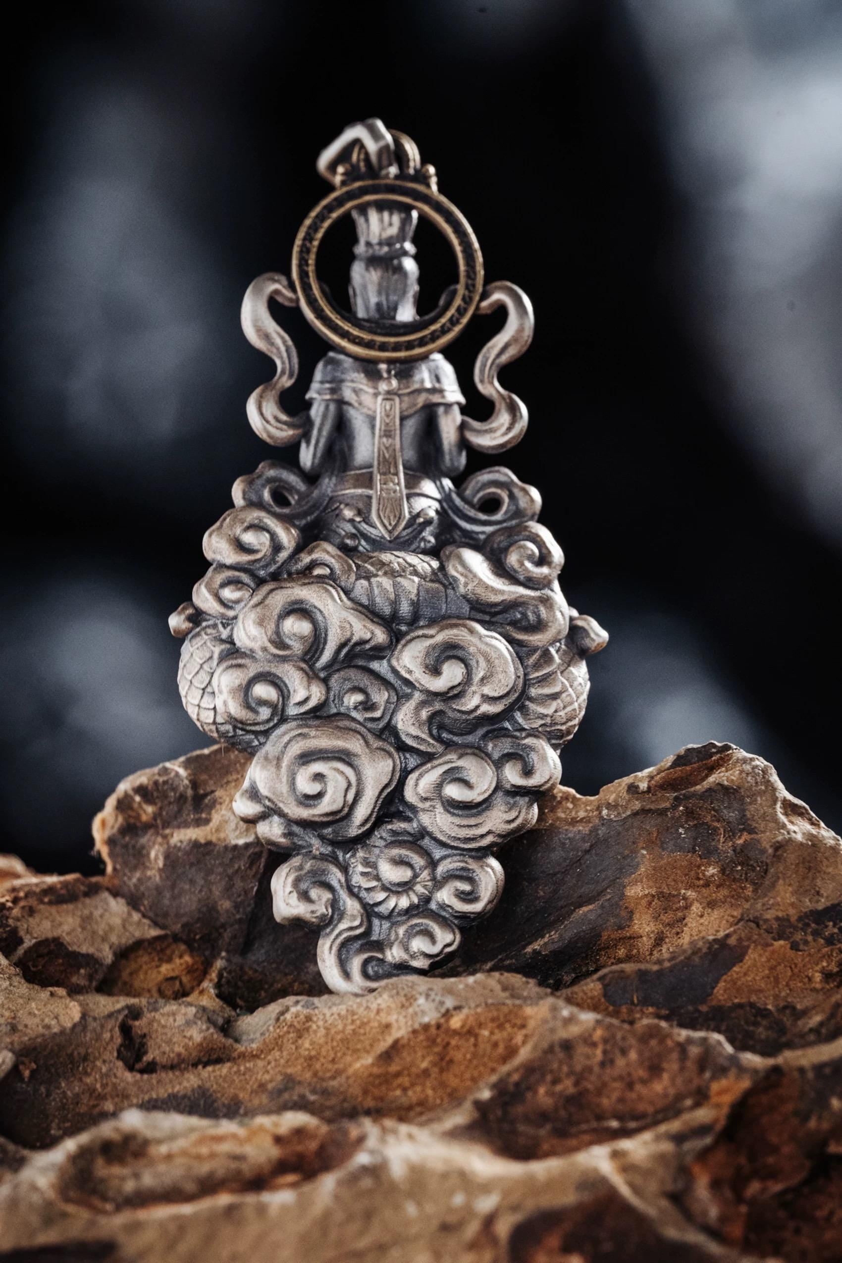 Original Nuwa Empress Pendant Necklace, S925 Sterling Silver Chinese Goddess Jewelry, Mythological Art Charm