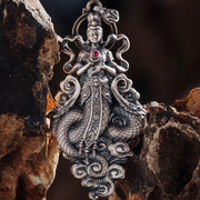 Original Nuwa Empress Pendant Necklace, S925 Sterling Silver Chinese Goddess Jewelry, Mythological Art Charm