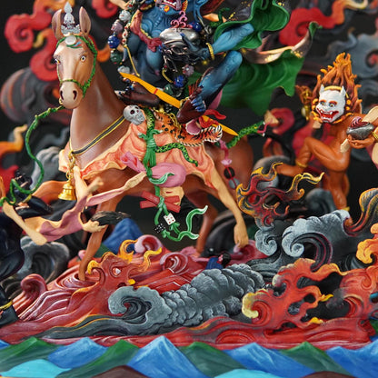 Hand-Painted Palden Lhamo Statue - 13" Copper Tibetan Buddhist Deity - Nepali Tantric Art - Sacred Protector Goddess for Altar & Home Decor