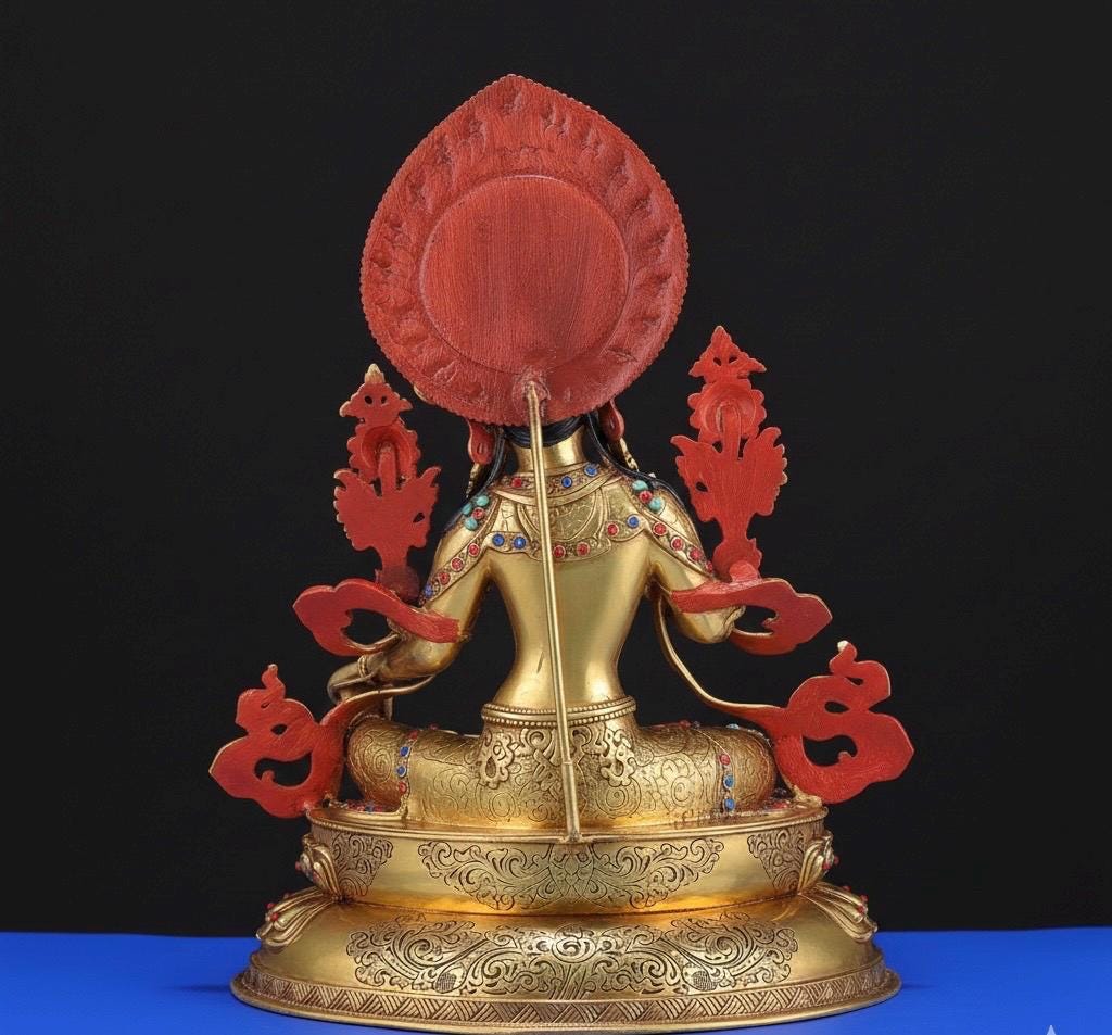 Green Tara Statue, Tibetan Buddhist Deity, 10/16/20 inch Copper Goddess of Compassion, Home Altar Decor, Spiritual Gift, Tibetan Artwork