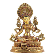 Green Tara Statue, Tibetan Buddhist Deity, 10/16/20 inch Copper Goddess of Compassion, Home Altar Decor, Spiritual Gift, Tibetan Artwork