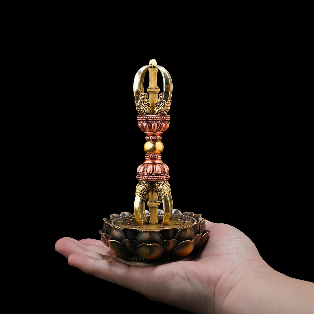 Tibetan Pure Brass 5-Prong & 9-Prong Vajra Dorje Handpiece, Buddhist Ritual Artifact, Handcrafted Spiritual Protection Decor