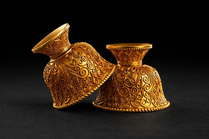 Solid Brass Buddhist Offering Cup, Intricate Filigree Altar Bowl, Tibetan Style Holy Water Vessel, Feng Shui Meditation Shrine Decor