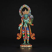 Green Tara Bodhisattva Statue, Hand-Engraved Copper Buddha, Nepali Painted Buddhist Deity, Zen Home Decor, Mindfulness Altar Accessory