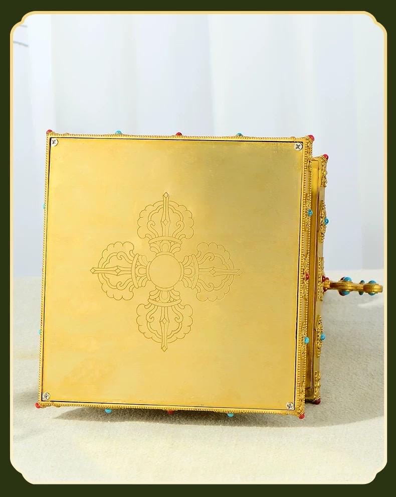 Gold Gilt Brass Buddhist Stupa Pagoda | Tibetan Relic Tower | Sacred Altar & Meditation Home Decor