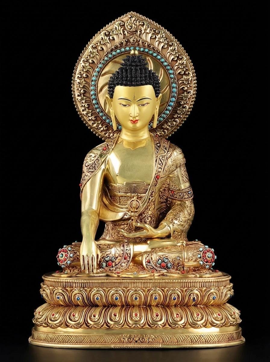 Handmade Nepal Akshobhya Buddha Statue, Copper Immovable Buddha for Home, Hand Chiseled Tibetan Art, Ritual Sculpture 10"/15"/20", Zen Gift