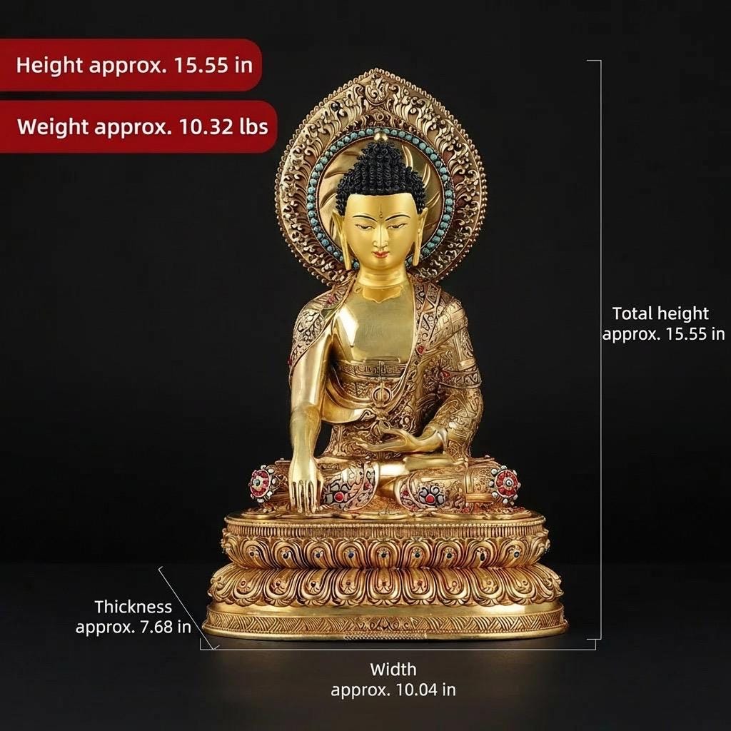 Handmade Nepal Akshobhya Buddha Statue, Copper Immovable Buddha for Home, Hand Chiseled Tibetan Art, Ritual Sculpture 10"/15"/20", Zen Gift