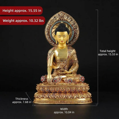 Handmade Nepal Akshobhya Buddha Statue, Copper Immovable Buddha for Home, Hand Chiseled Tibetan Art, Ritual Sculpture 10"/15"/20", Zen Gift