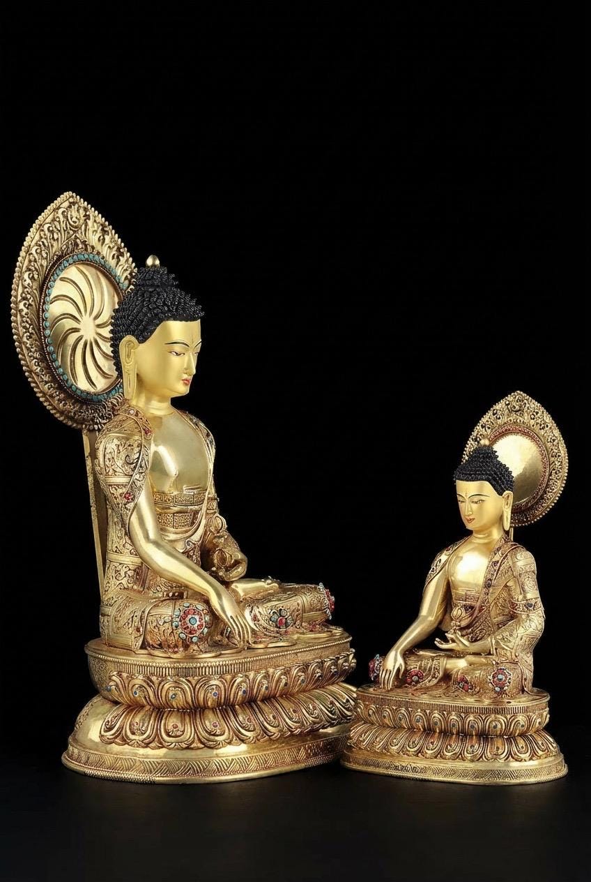 Handmade Nepal Akshobhya Buddha Statue, Copper Immovable Buddha for Home, Hand Chiseled Tibetan Art, Ritual Sculpture 10"/15"/20", Zen Gift