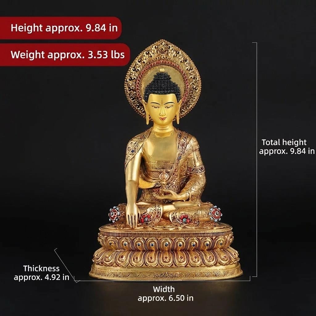 Handmade Nepal Akshobhya Buddha Statue, Copper Immovable Buddha for Home, Hand Chiseled Tibetan Art, Ritual Sculpture 10"/15"/20", Zen Gift