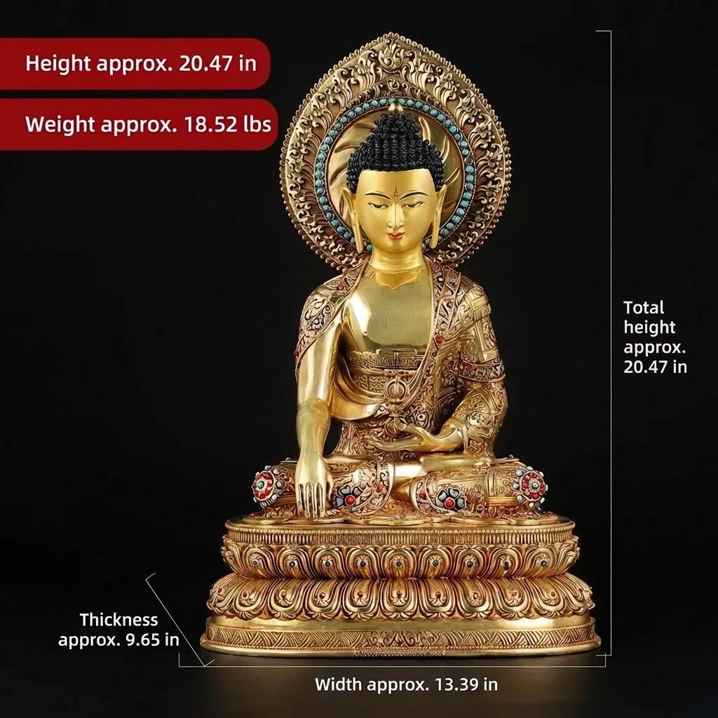 Handmade Nepal Akshobhya Buddha Statue, Copper Immovable Buddha for Home, Hand Chiseled Tibetan Art, Ritual Sculpture 10"/15"/20", Zen Gift