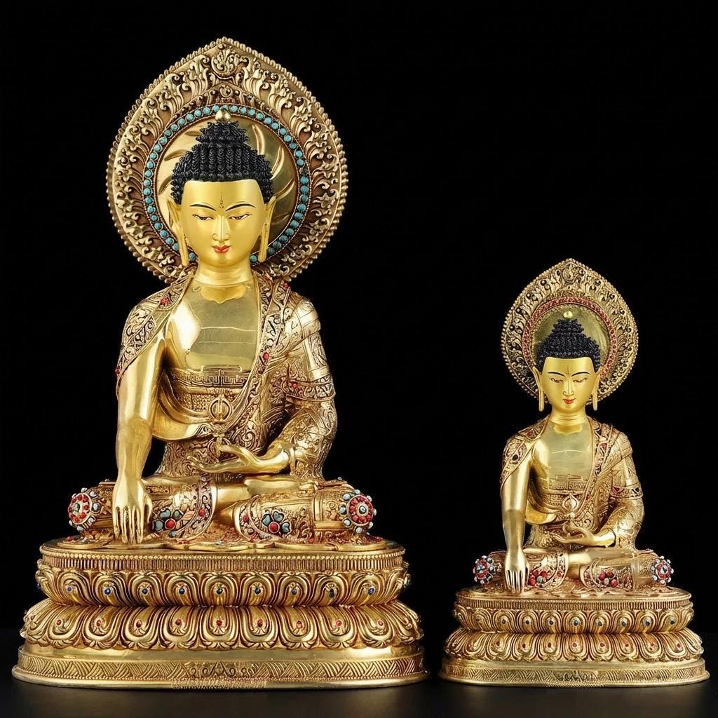 Handmade Nepal Akshobhya Buddha Statue, Copper Immovable Buddha for Home, Hand Chiseled Tibetan Art, Ritual Sculpture 10"/15"/20", Zen Gift