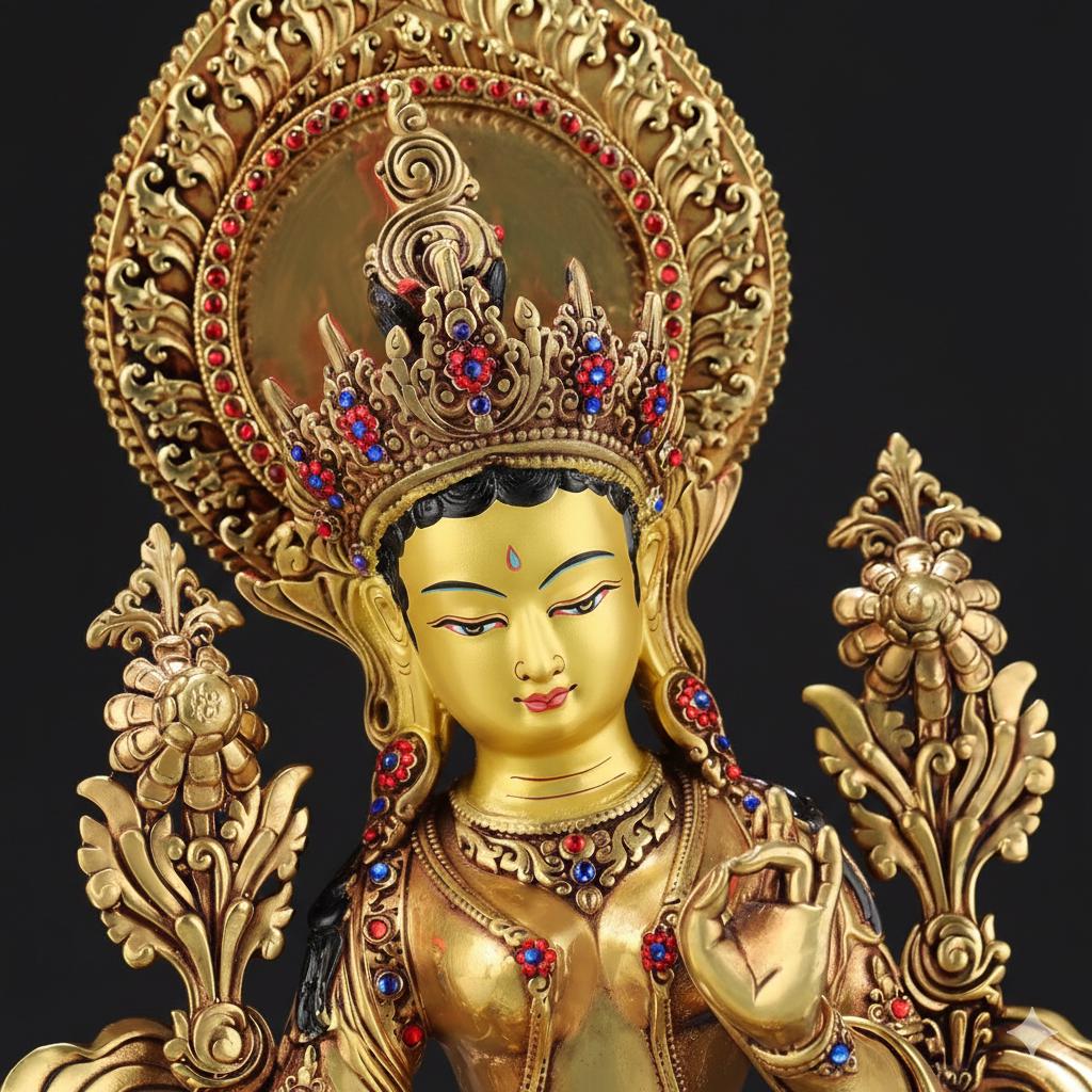 Green Tara Statue, Tibetan Buddhist Deity, 10/16/20 inch Copper Goddess of Compassion, Home Altar Decor, Spiritual Gift, Tibetan Artwork