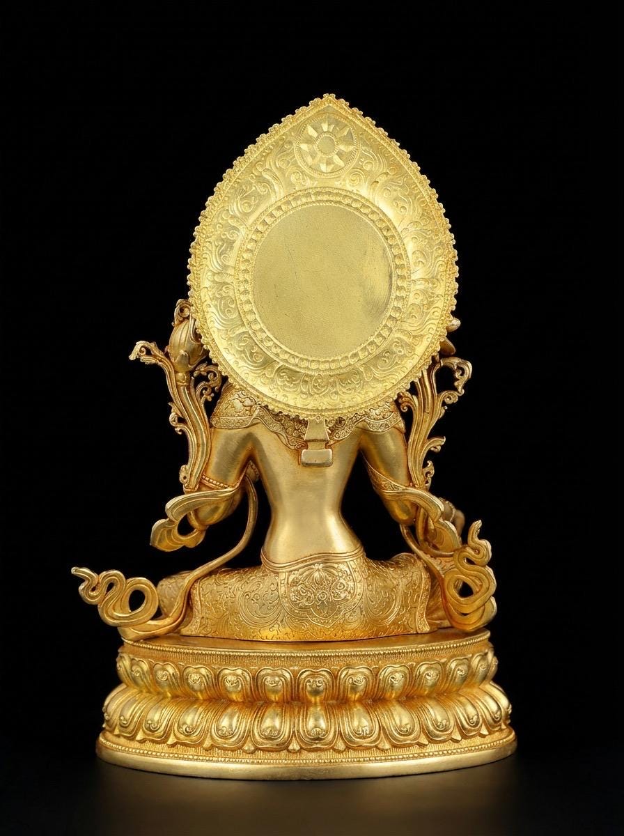 Nepali Green Tara Statue in 2 Styles - 5.9" Gold Gilded or Hand-Painted Tibetan Buddha - Copper Goddess Figurine for Home Altar & Meditation