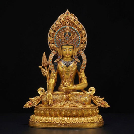 Nepal Handcrafted Ksitigarbha Bodhisattva Statue, Gilded Bronze Tibetan Buddha, Jizo Buddha Figurine, Buddhist Home Decor, Spiritual Gift