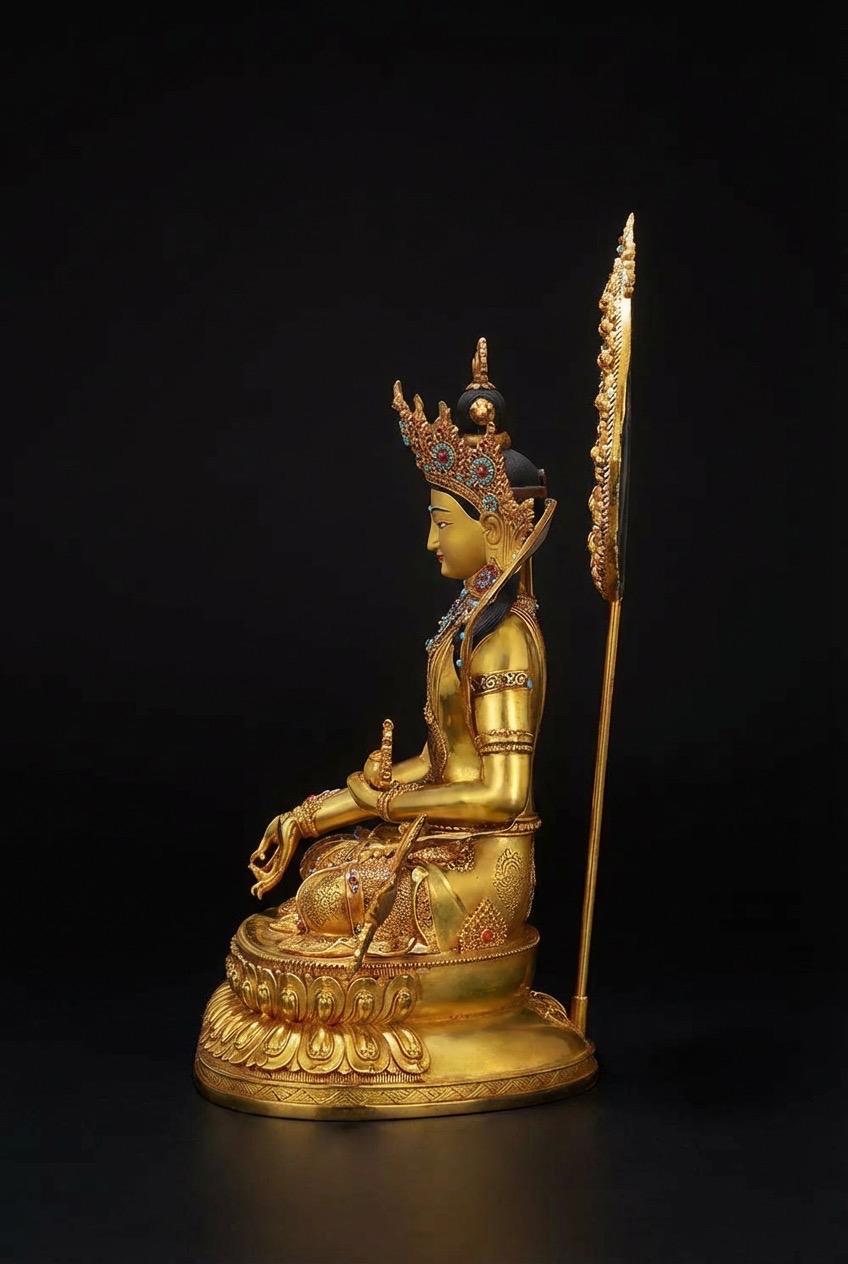 Nepal Handcrafted Ksitigarbha Bodhisattva Statue, Gilded Bronze Tibetan Buddha, Jizo Buddha Figurine, Buddhist Home Decor, Spiritual Gift