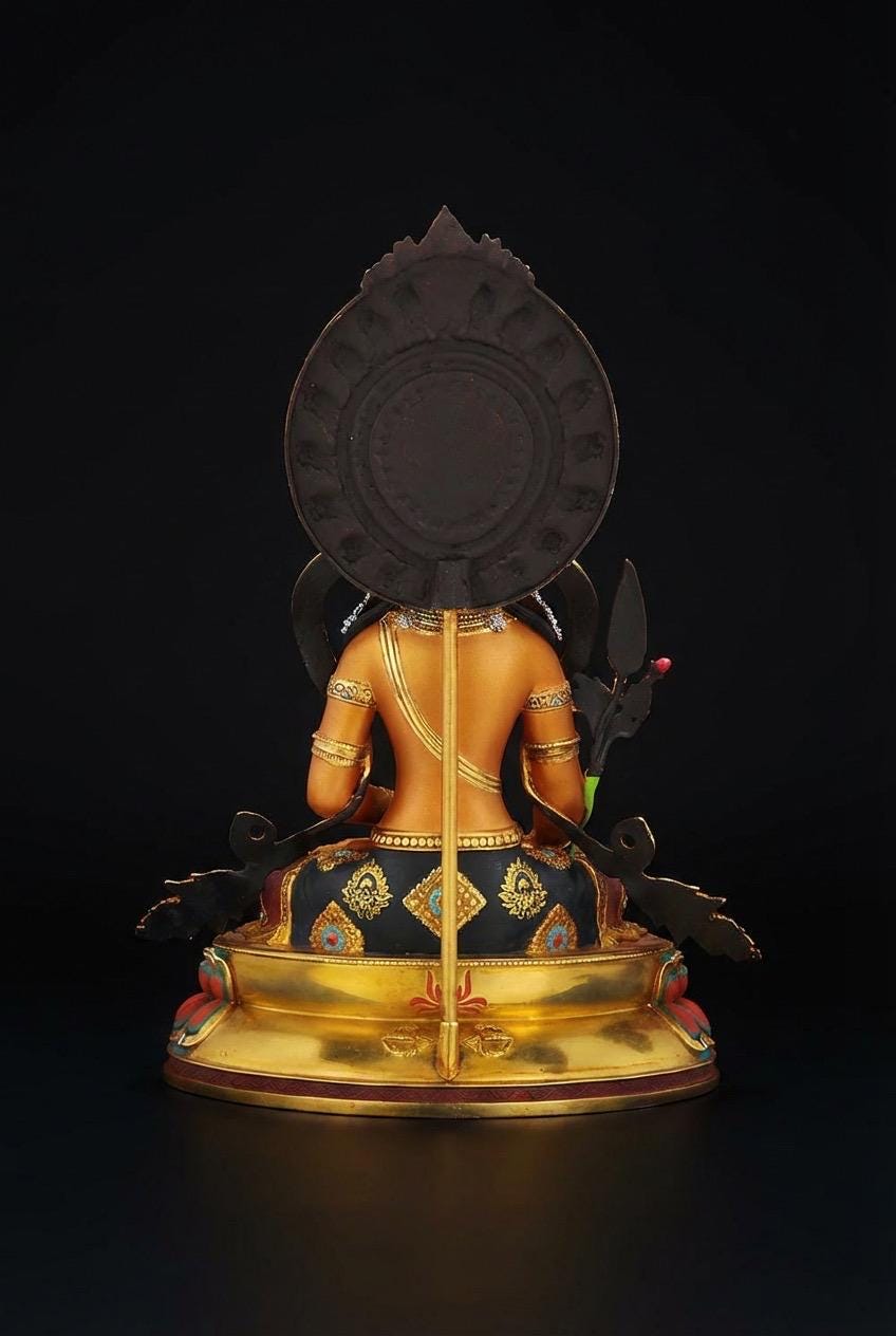 Painted Ksitigarbha Bodhisattva, Tibetan Gilded Copper Buddha Statue from Nepal, Earth Store Bodhisattva Altar Decor, Buddhist Ritual Art
