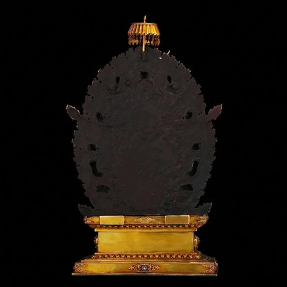 21" Gilt Bronze Maitreya Buddha Statue - Nepalese Jampa Buddha - Large Tibetan Future Buddha Sculpture - Sacred Home Altar Masterpiece