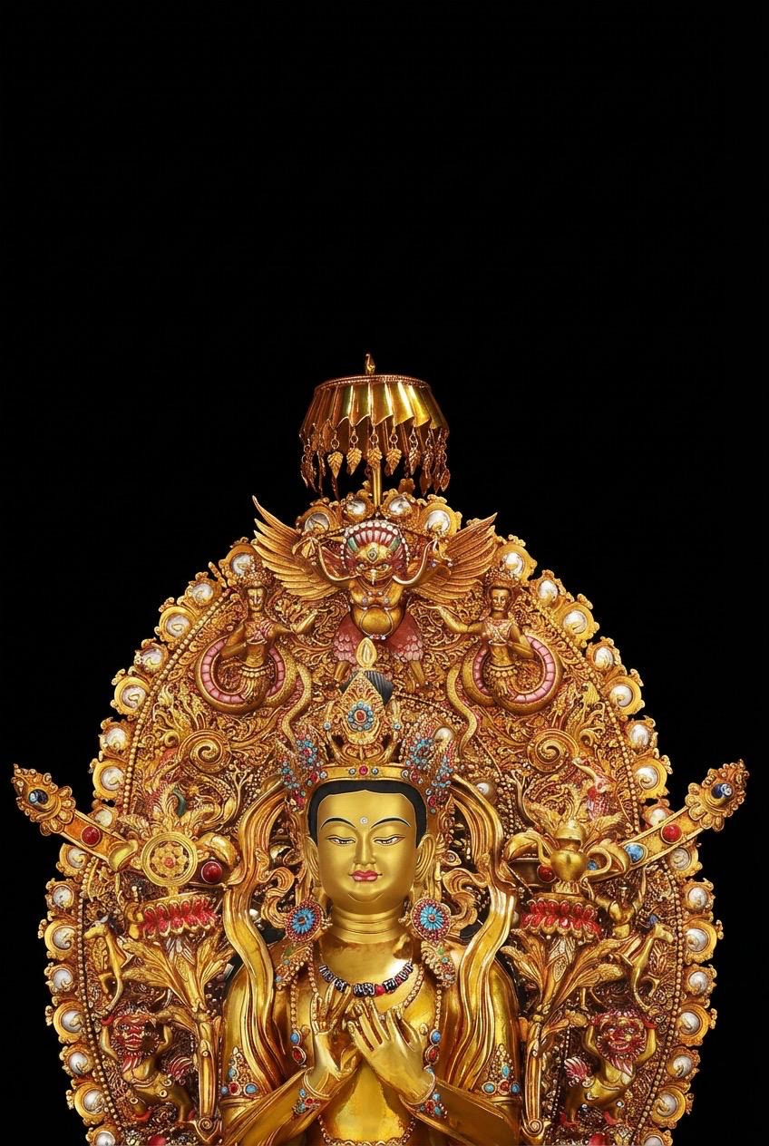 21" Gilt Bronze Maitreya Buddha Statue - Nepalese Jampa Buddha - Large Tibetan Future Buddha Sculpture - Sacred Home Altar Masterpiece