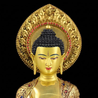 Handmade Nepal Akshobhya Buddha Statue, Copper Immovable Buddha for Home, Hand Chiseled Tibetan Art, Ritual Sculpture 10"/15"/20", Zen Gift
