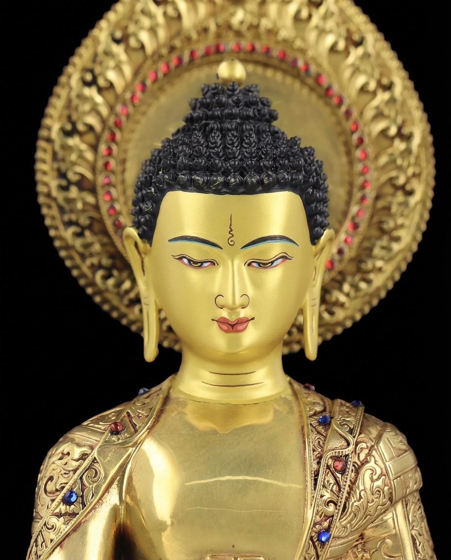 Handmade Nepal Akshobhya Buddha Statue, Copper Immovable Buddha for Home, Hand Chiseled Tibetan Art, Ritual Sculpture 10"/15"/20", Zen Gift