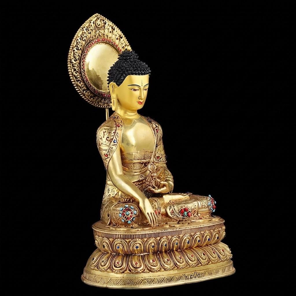 Handmade Nepal Akshobhya Buddha Statue, Copper Immovable Buddha for Home, Hand Chiseled Tibetan Art, Ritual Sculpture 10"/15"/20", Zen Gift