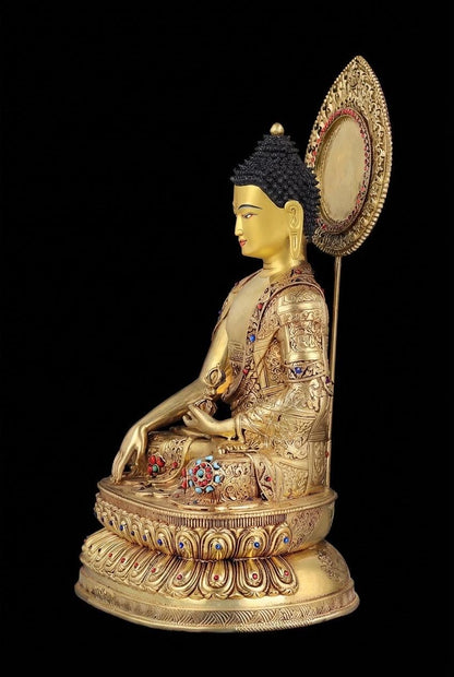Handmade Nepal Akshobhya Buddha Statue, Copper Immovable Buddha for Home, Hand Chiseled Tibetan Art, Ritual Sculpture 10"/15"/20", Zen Gift