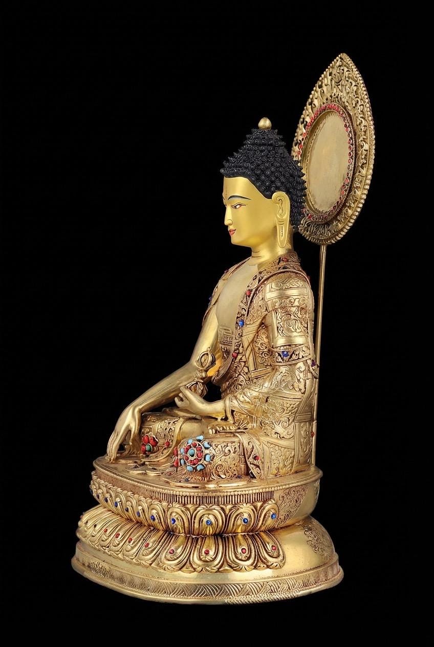 Handmade Nepal Akshobhya Buddha Statue, Copper Immovable Buddha for Home, Hand Chiseled Tibetan Art, Ritual Sculpture 10"/15"/20", Zen Gift